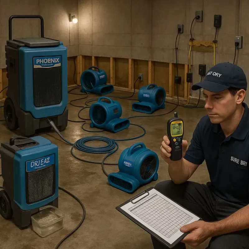 Structural Drying and Dehumidification process in Shelton, CT